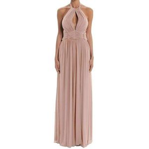Forever Unique Keyhole Cutout Chiffon Maxi Gown Blush Pink Size 6 NWT